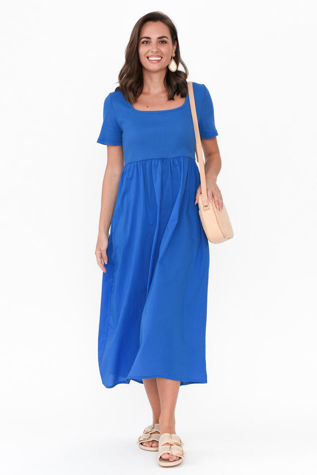 Ella Blue Cotton Poplin Dress image 6