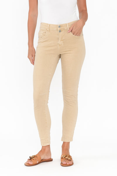 Ellery Beige Cotton Stretch Jeans