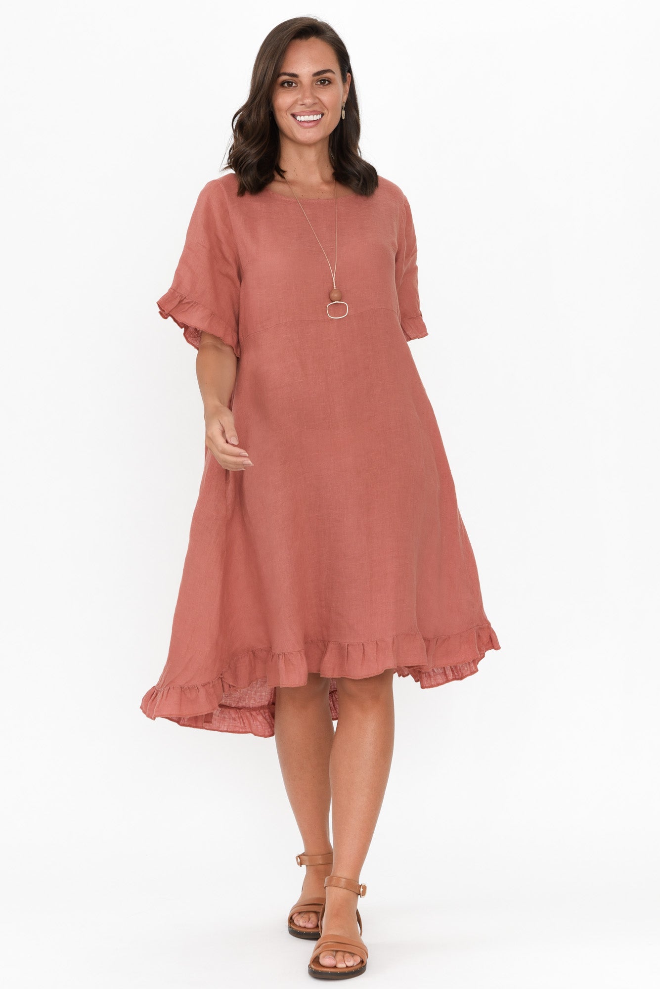 Coral sale frill dress