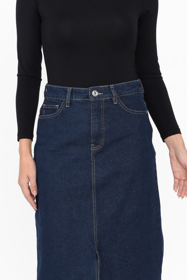 Eloise Dark Blue Denim Midi Skirt