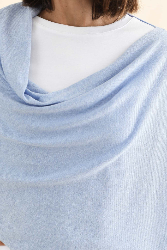 Elorie Blue Cotton Cashmere Poncho image 6
