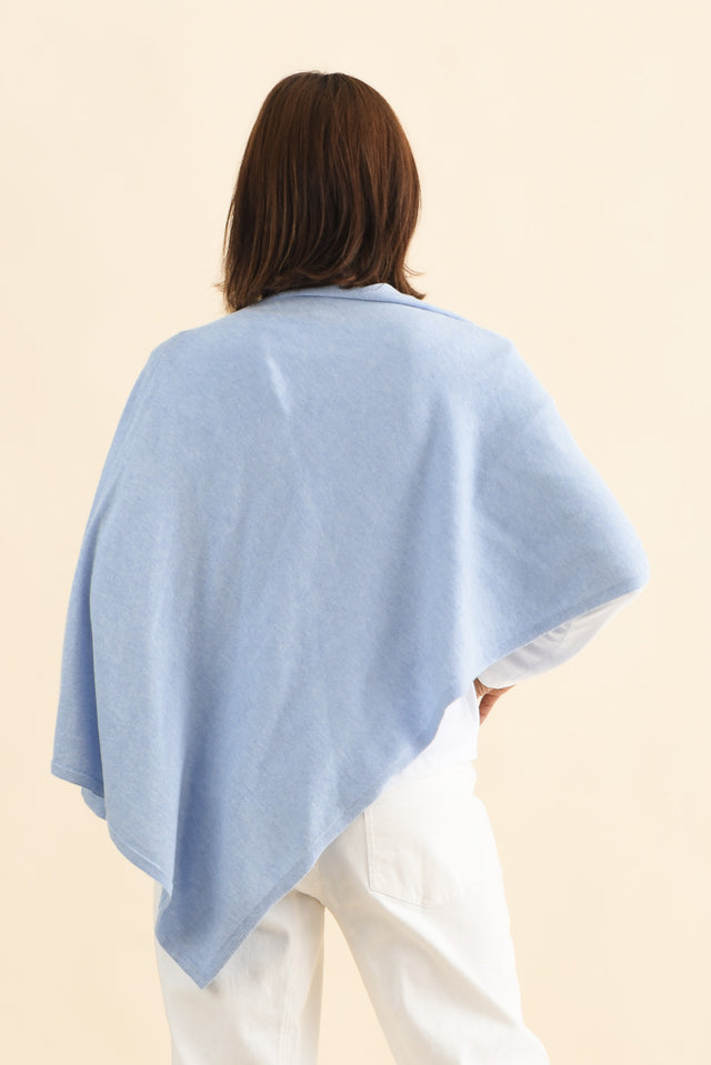Elorie Blue Cotton Cashmere Poncho image 5