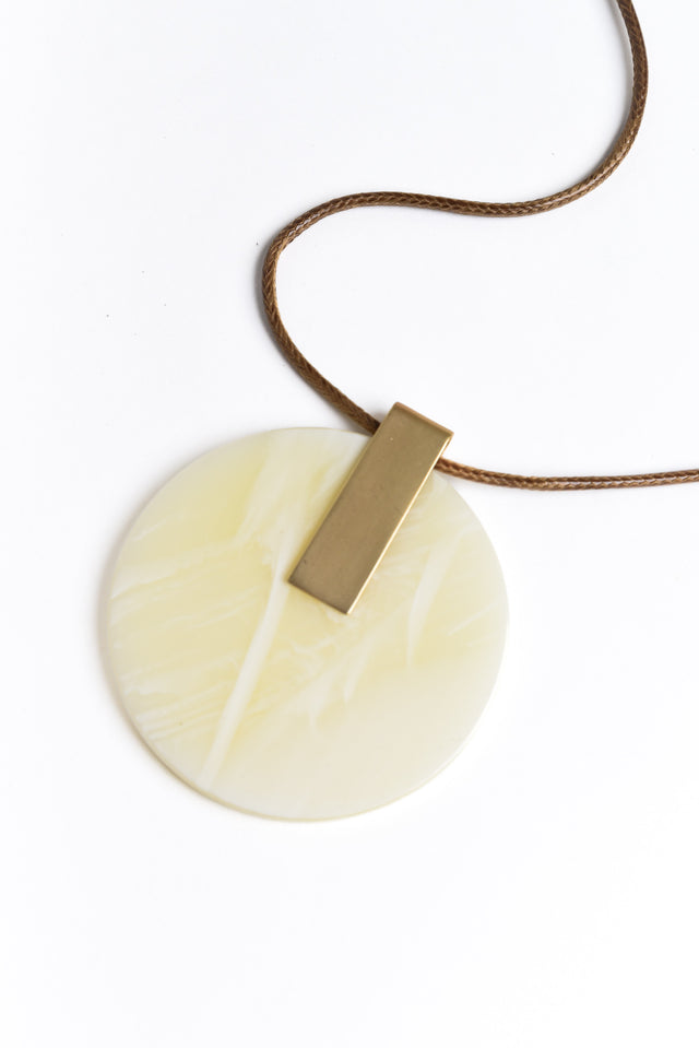 Elowen Cream Disc Pendant Necklace