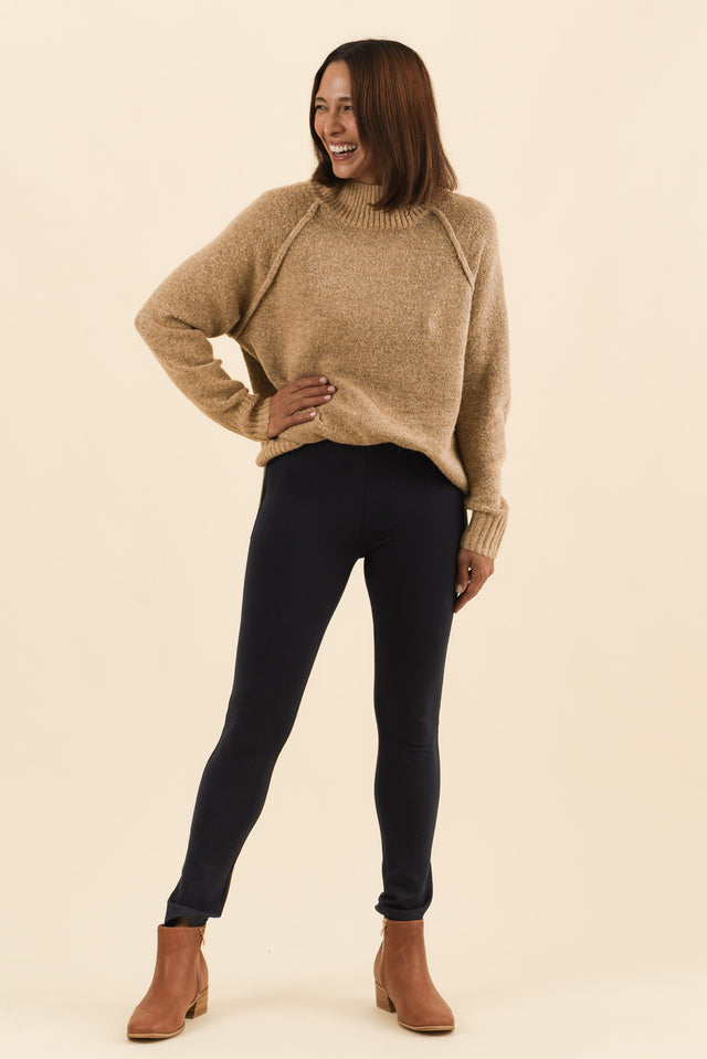 Elsa French Navy Winter Ponte Pants,Full Body,Brunette model,alt text|model:Cara image 6