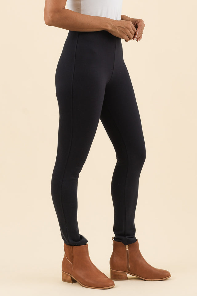 Elsa French Navy Winter Ponte Pants,Side,Brunette model,alt text|model:Cara image 3