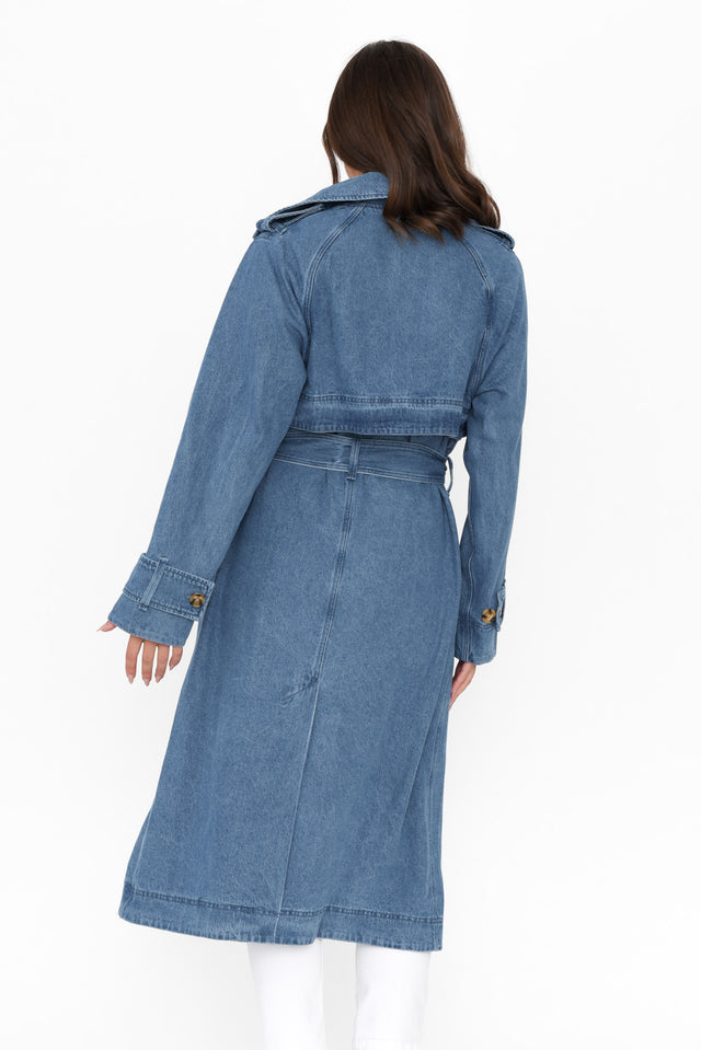 Elsie Mid Blue Denim Trench Coat