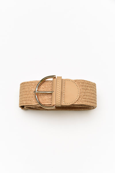 Elvie Natural Woven Stretch Belt