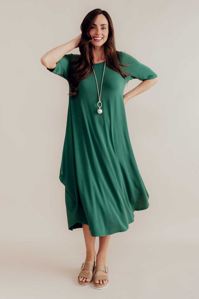 Emerald Micro Modal Tri Drape Dress image 1