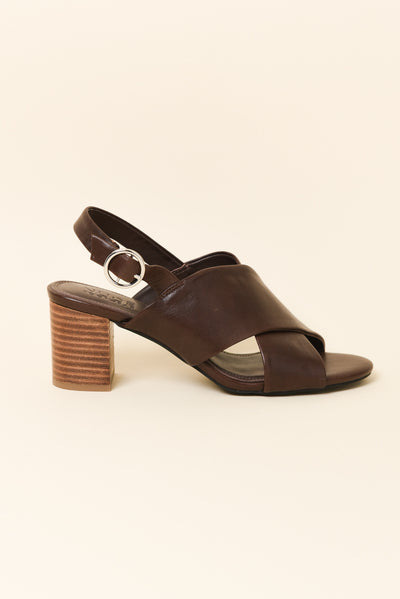 Emi Dark Brown Leather Slingback Heel