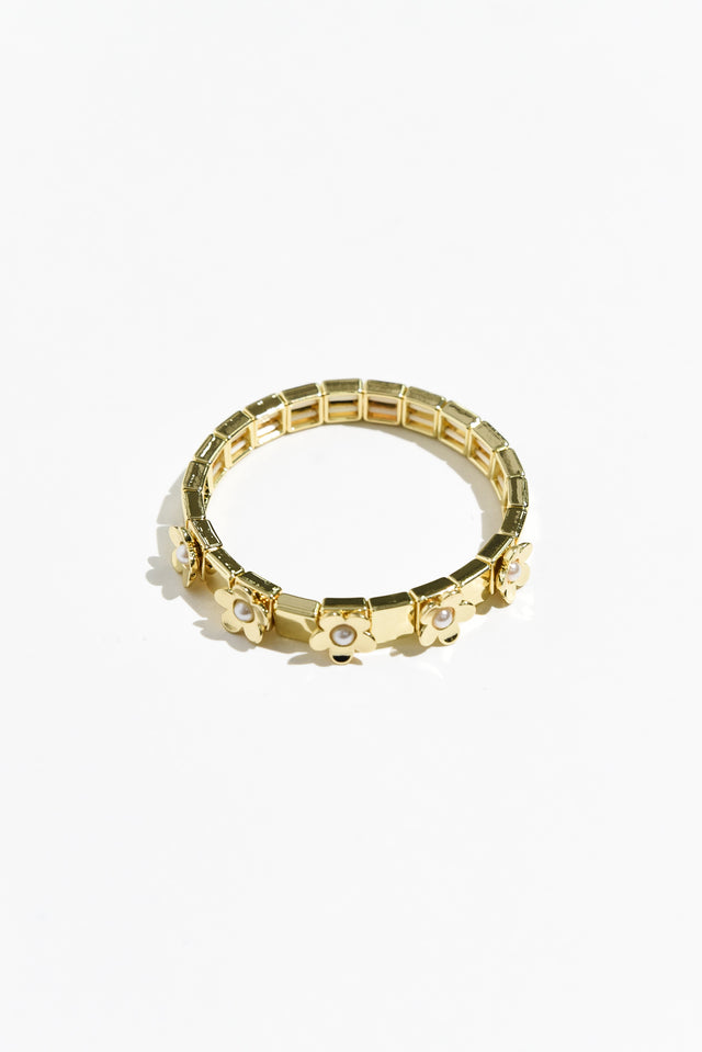 Emily Gold Flower Pearl Bracelet