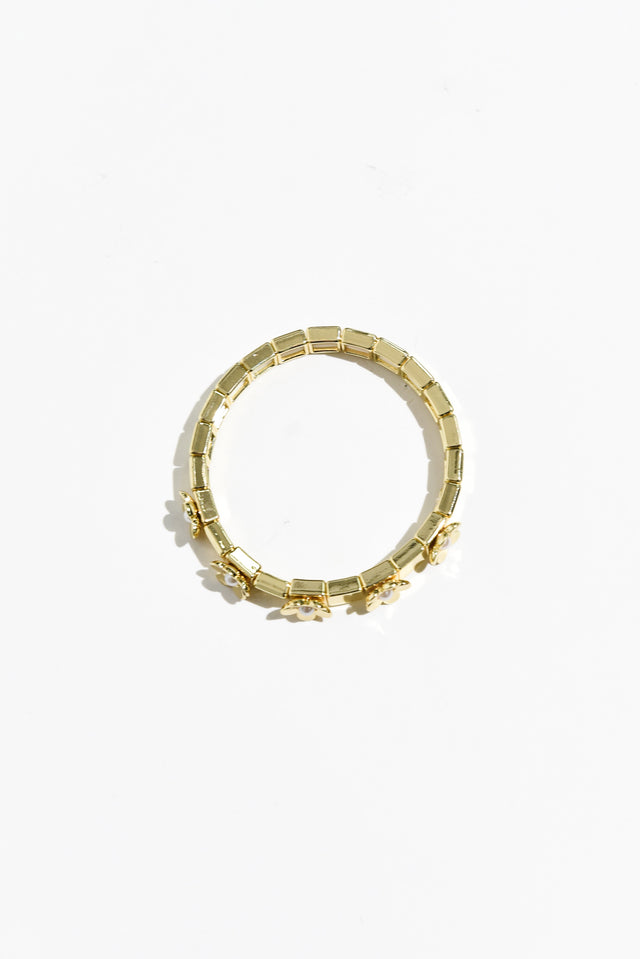 Emily Gold Flower Pearl Bracelet
