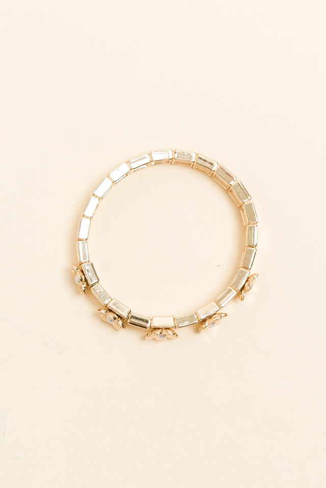 Emily Gold Flower Pearl Bracelet