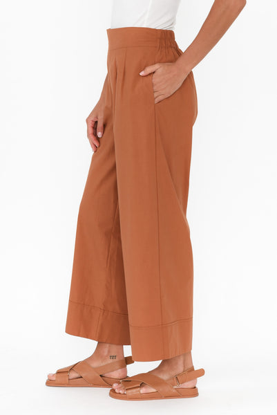 Emily Rust Lyocell Wide Leg Pants - Blue Bungalow AU