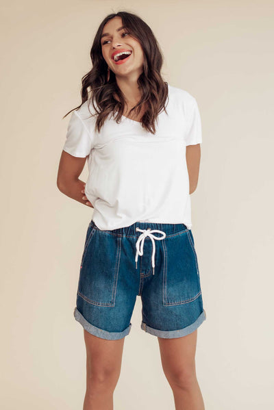 Emma Dark Blue Denim Relaxed Shorts