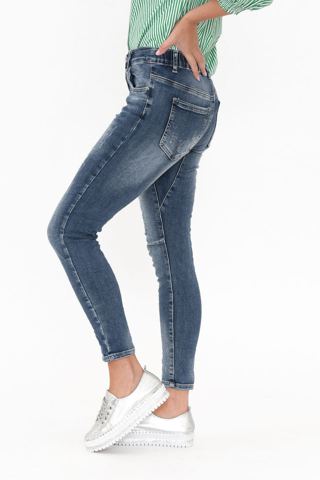 Emma Blue Denim Distressed Stretch Jeans image 3