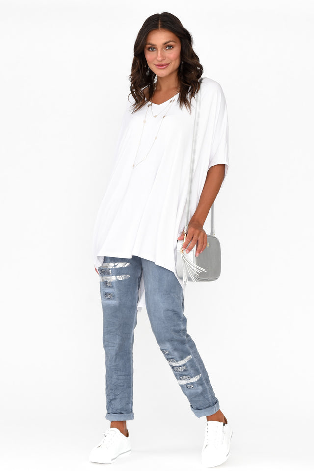 Emory White Bamboo Batwing Top