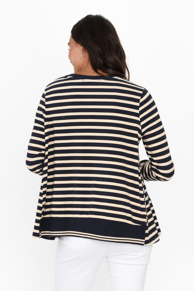 Enora Nautical Stripe Cotton Long Sleeve Top