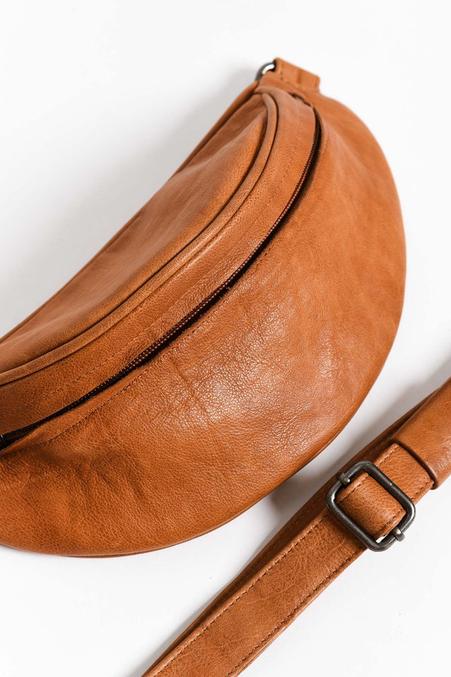 Escape the Ordinary Tan Leather Sling Bag image 1