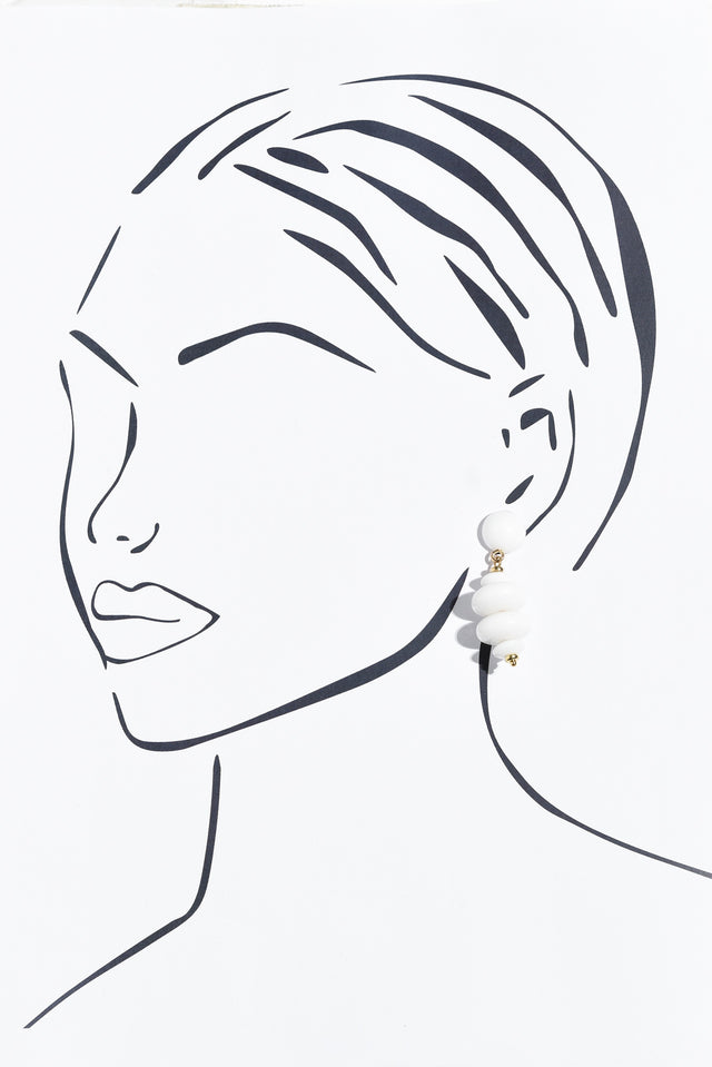 Esme White Beaded Drop Earrings image 2