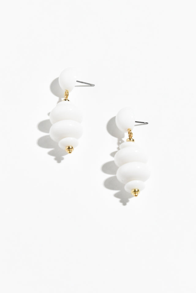 Esme White Beaded Drop Earrings image 1