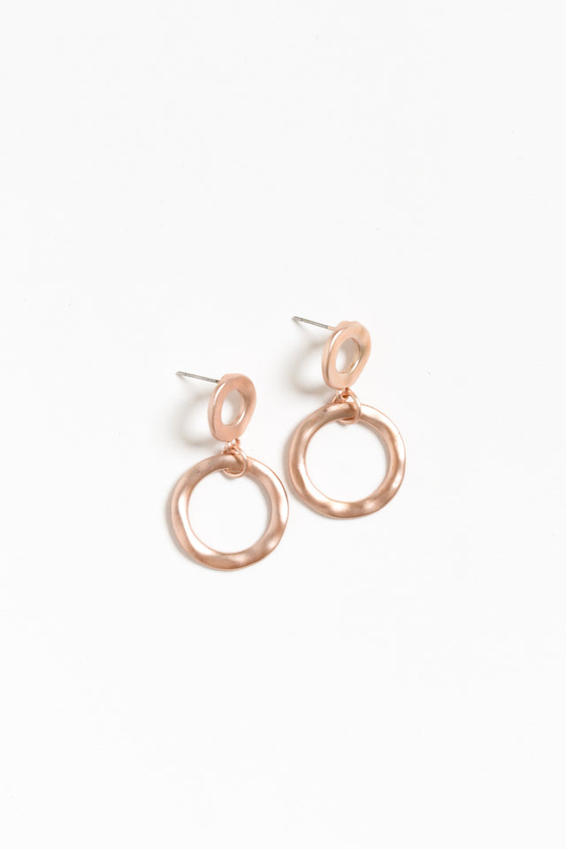 Essence Rose Gold Circular Pendant Drop Earrings image 1