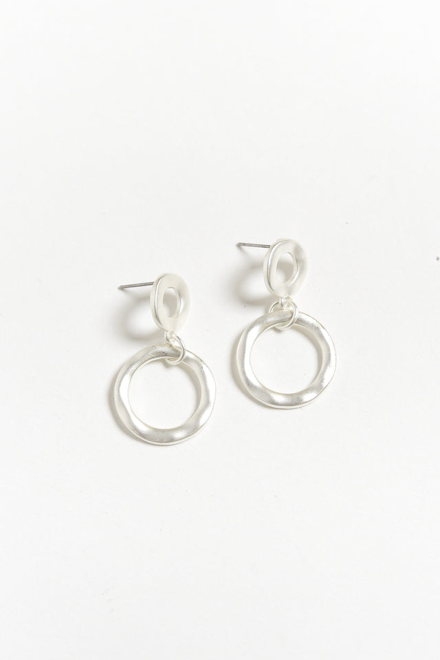 Essence Silver Circular Pendant Drop Earrings image 1