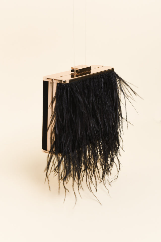 Estelle Black Feather Clutch image 3