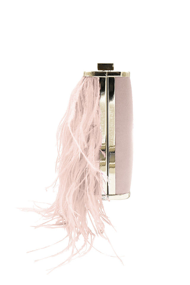 Estelle Blush Feather Clutch