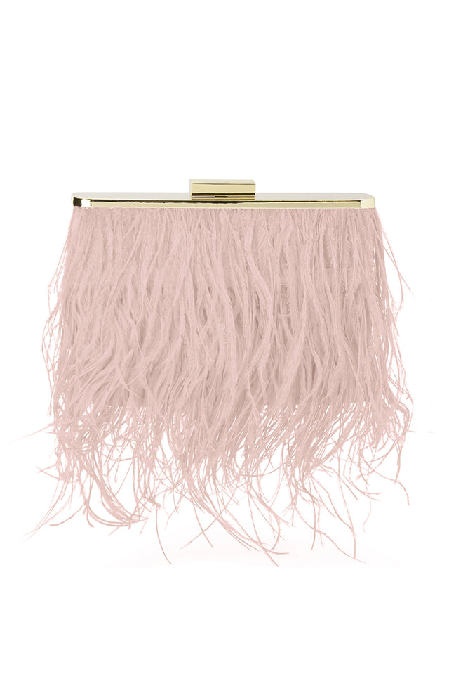 Estelle Blush Feather Clutch