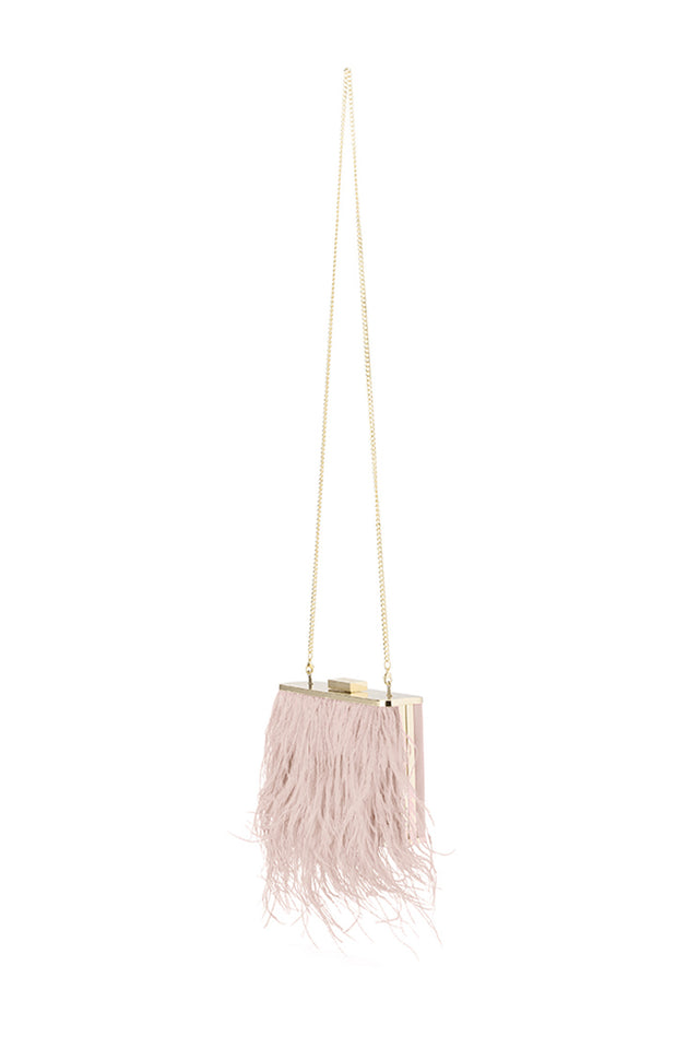 Estelle Blush Feather Clutch