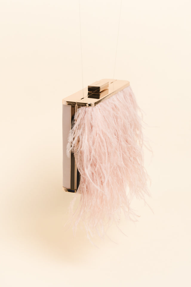 Estelle Blush Feather Clutch