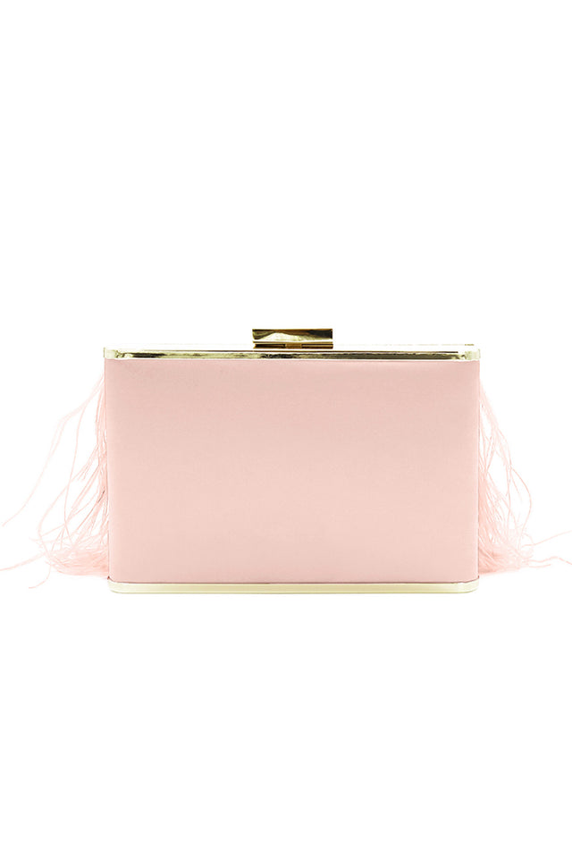 Estelle Blush Feather Clutch