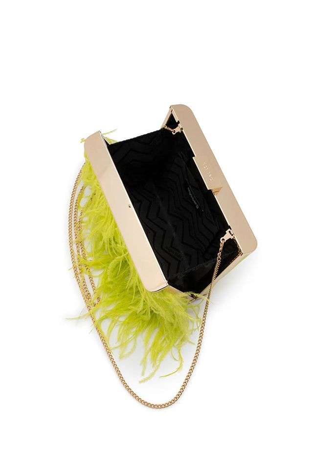 Estelle Yellow Feather Clutch