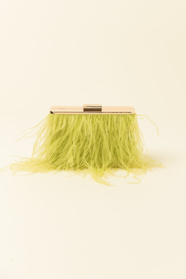 Estelle Yellow Feather Clutch