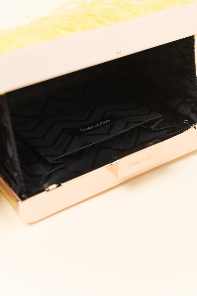Estelle Yellow Feather Clutch image 3