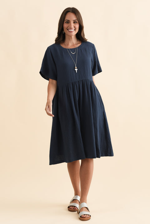 Beth Cheesecloth Cotton Dress | Lilac X Orange Stripe