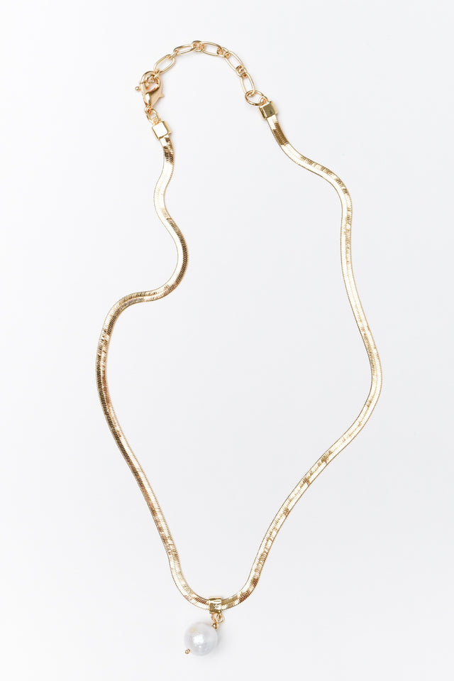 Eulinda Gold Pearl Pendant Necklace