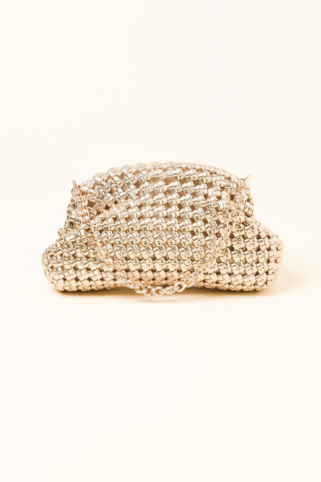 Everly Gold Woven Clutch
