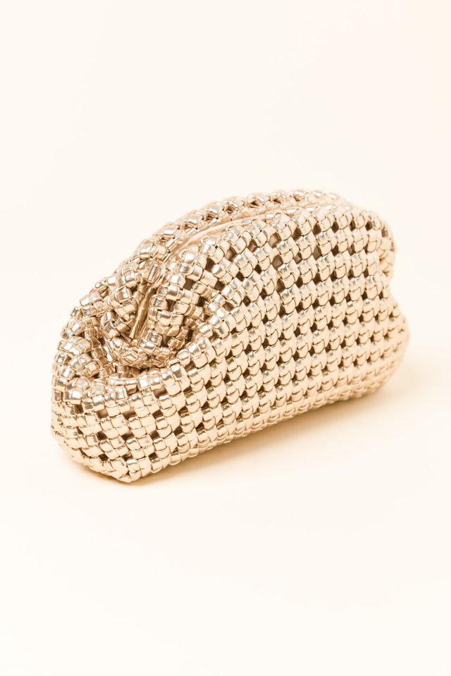 Everly Gold Woven Clutch