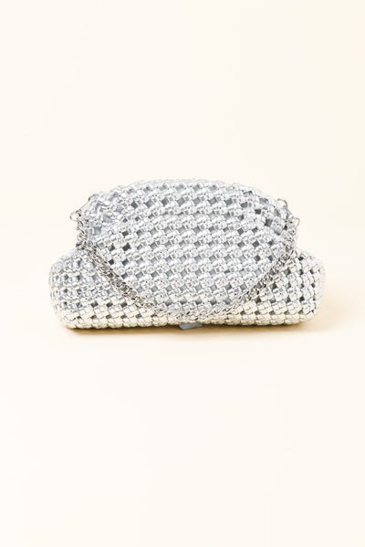 Everly Silver Woven Clutch