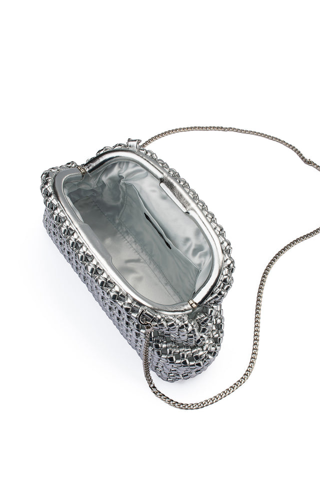 Everly Silver Woven Clutch image 7