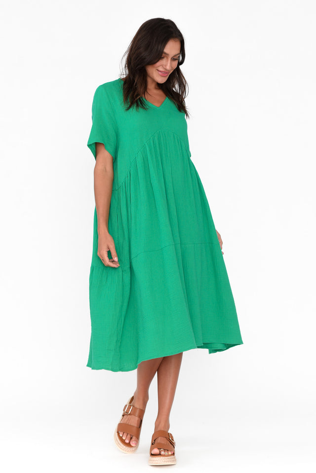 Evianna Green Cotton Peak Dress