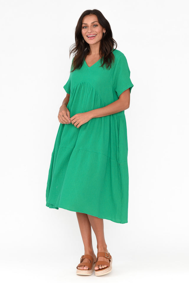 Evianna Green Cotton Peak Dress image 6