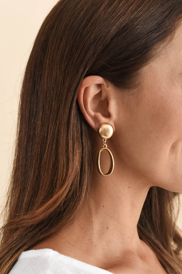 Evolet Gold Oval Clip On Earrings