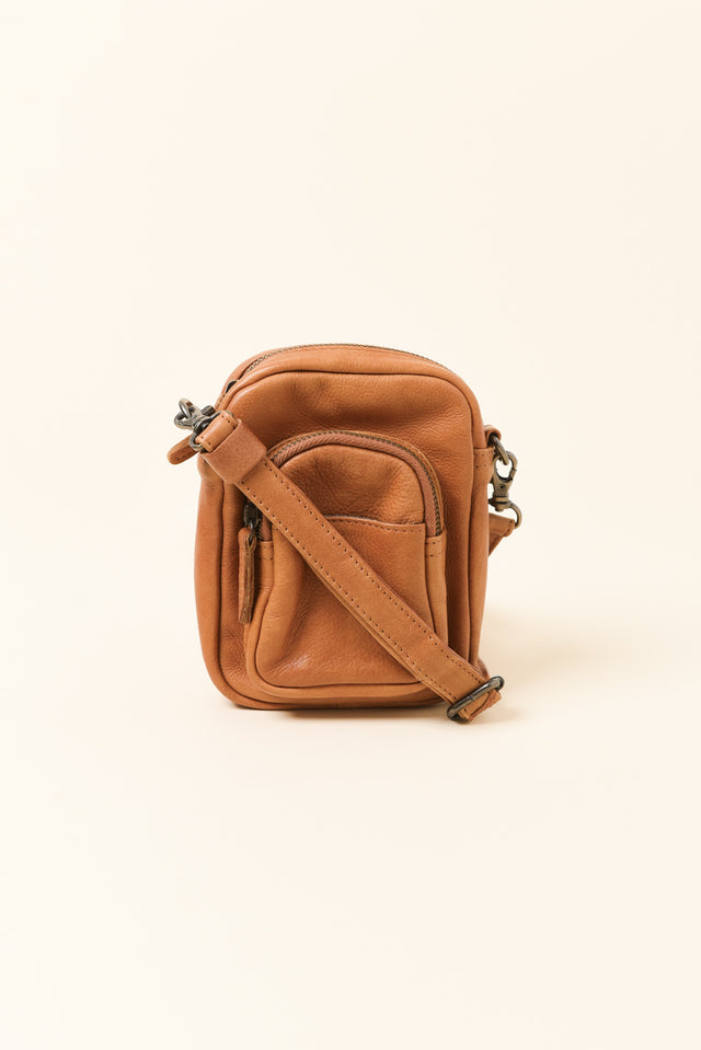 Face the Music Tan Leather Camera Bag