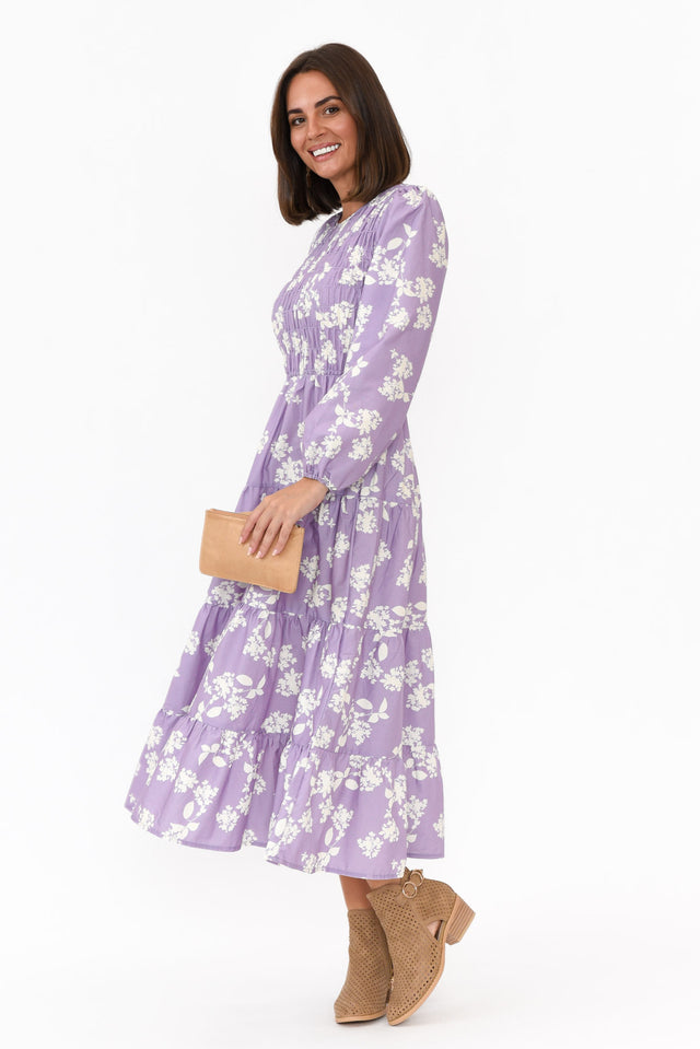 Fallon Lilac Floral Cotton Poplin Dress