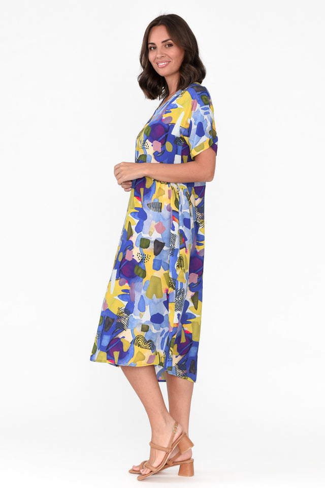 Fayola Blue Abstract Midi Dress image 3
