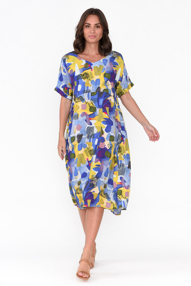 Fayola Blue Abstract Midi Dress image 2
