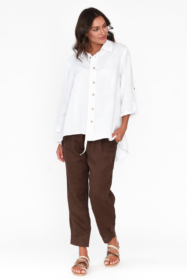 Feodora White Linen Asymmetric Shirt image 2