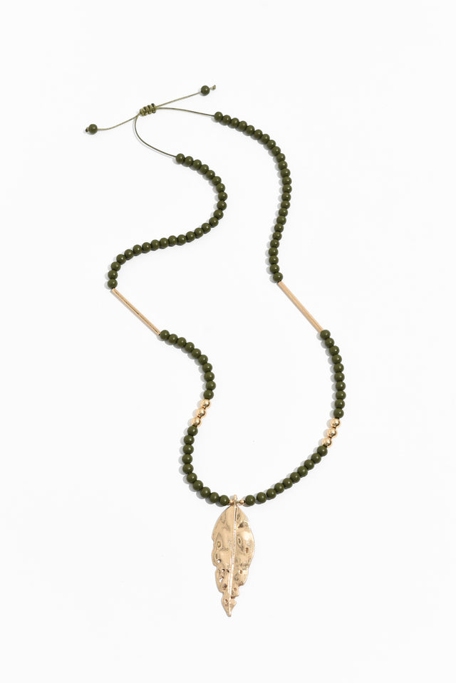 Fidan Green Leaf Pendant Necklace